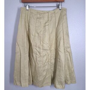 Edward 100%‎ Linen Skirt Women's Size 8 A-Line Pleated Career Casual Knee-Length